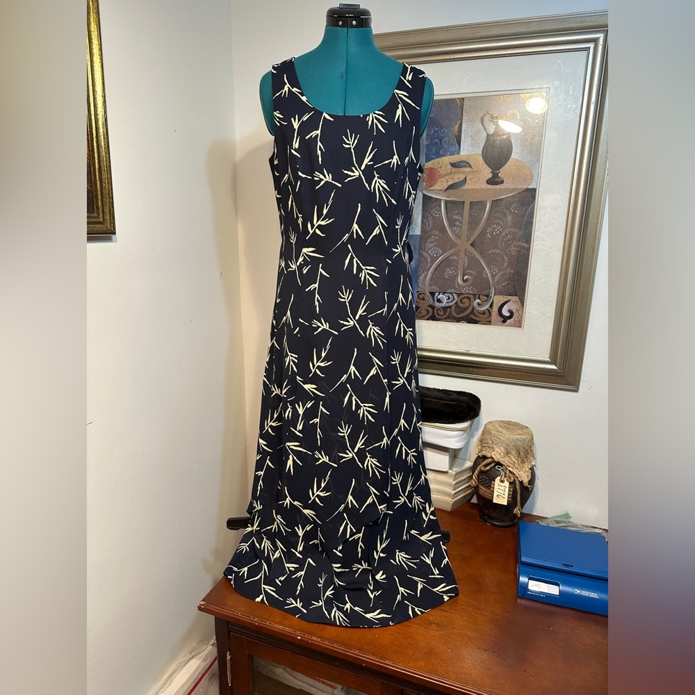 Cartise International Navy Floral Lined Sleeveless Tie-Back Maxi Dress Size 8
